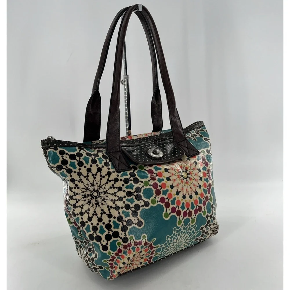 Fossil Key Per Large Tote Coat Satchel Shoulder Bag Kaleidoscope Medallion Multi